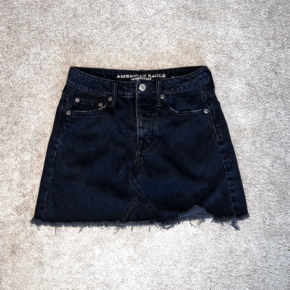 American Eagle Black Y2K Mini Jean Skirt